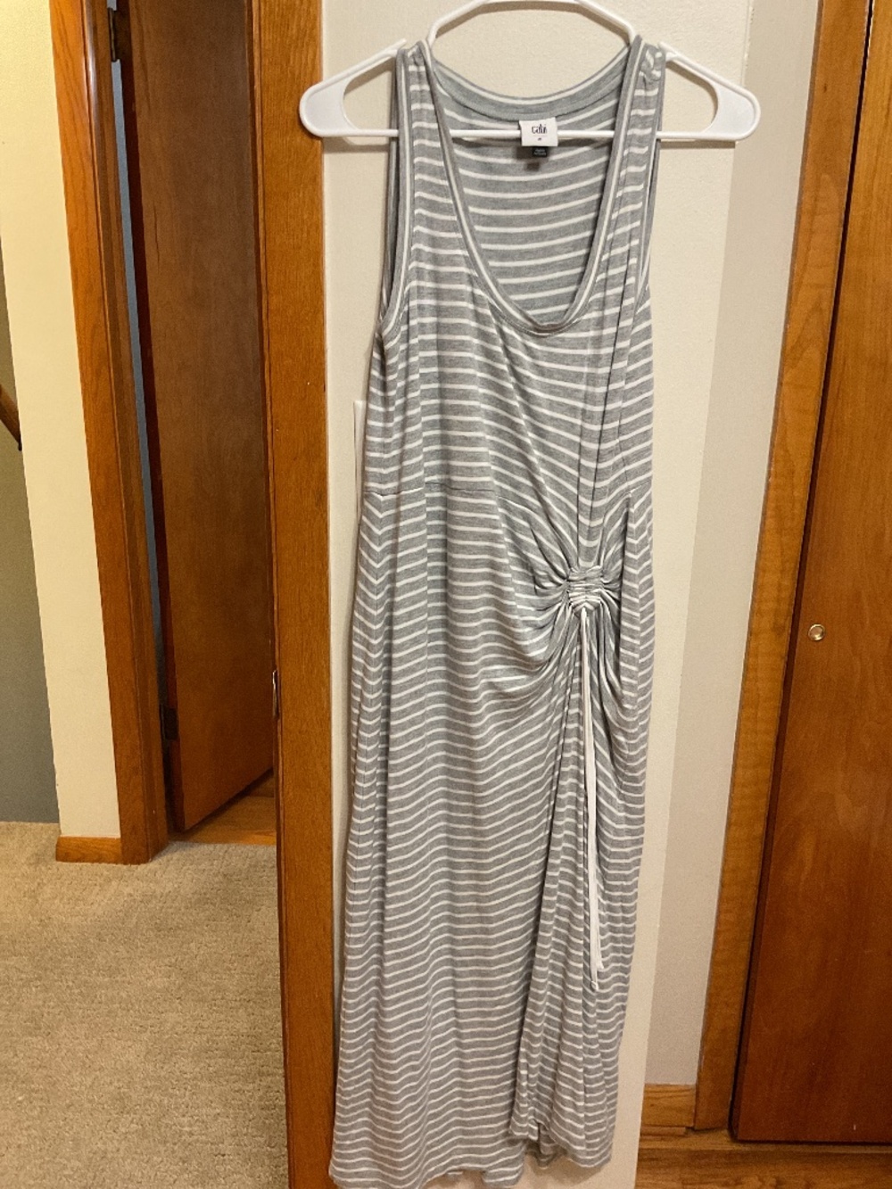 CAbi gray stripe maxi dress